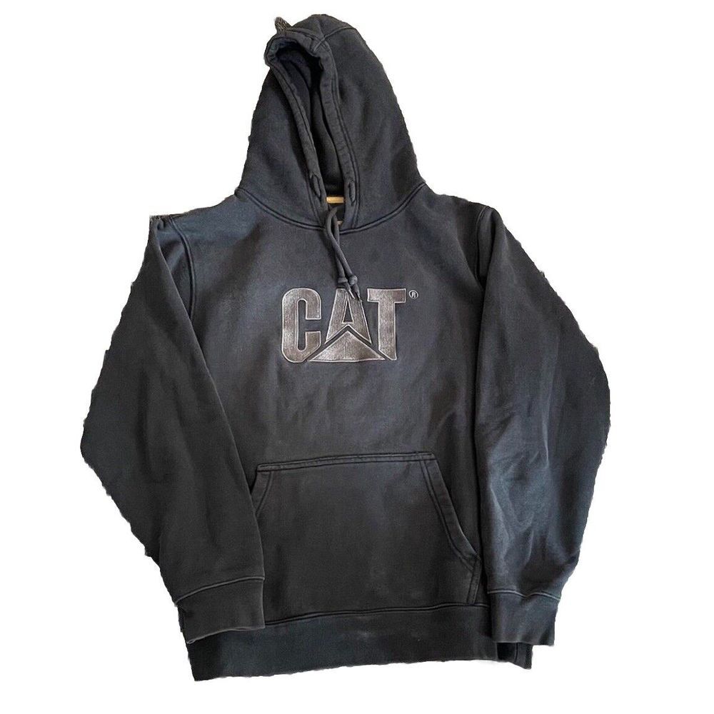 Faded CAT Hooded  Black Sz L  Men's (Embroidered Front) S3 Cord System Thrashed